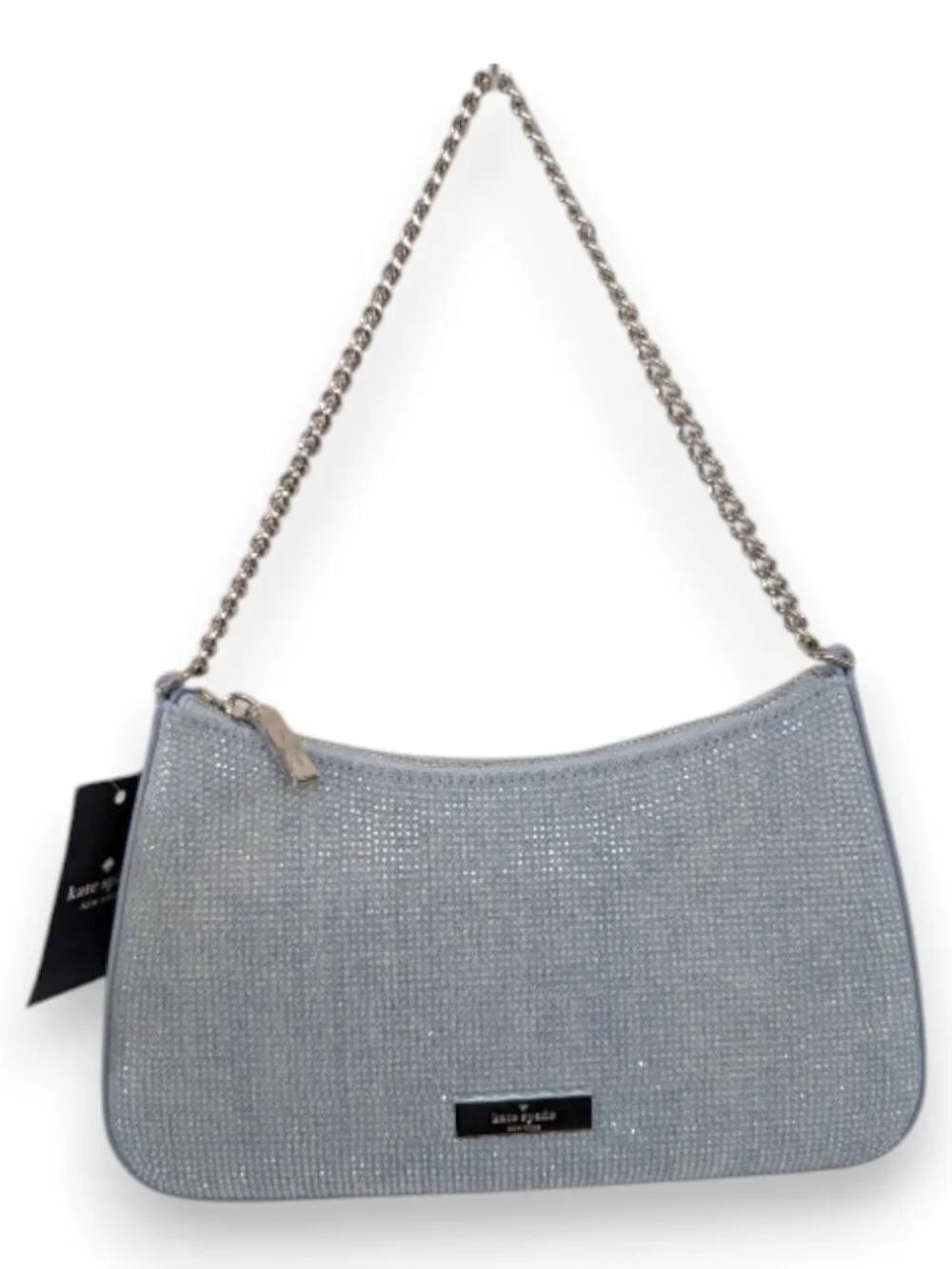 Kate Spade Madison Denim Rhinestone Studded Convertible Crossbody Light Blue